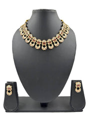 Prajakta Lotus Design Polki Necklace Set With Meenakari - Elegant Festive And Wedding Jewellery
