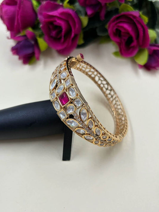 Traditional Polki Kundan Bracelet For Women | Ladies Pink Kundan Bracelet