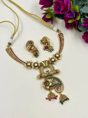 Designer Artificial Gold Plated Floral Design Antique Gold Necklace Set