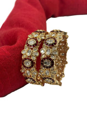 Magnificent Red Kundan Polki Bangles For Women online 