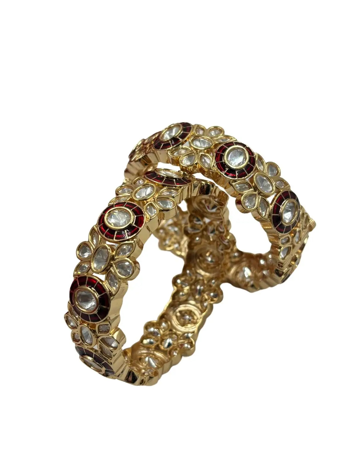 Magnificent Red Kundan Polki Bangles For Women online 