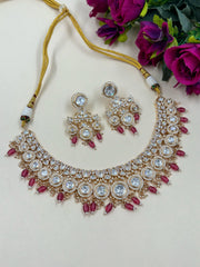 Mitali Rose Gold Polish Exquisite Polki Necklace Set | Latest Wedding Jewellery Online