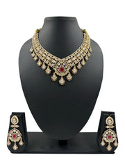 Shaheen Latest Regal Pink Kundan Polki Necklace Set For Weddings and parties online