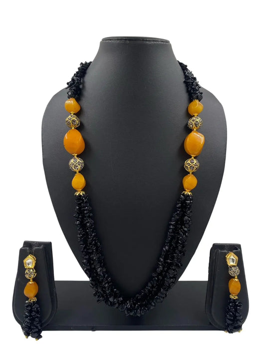 Designer Handcrafted Semi Precious Black Beaded Jewellery Set online