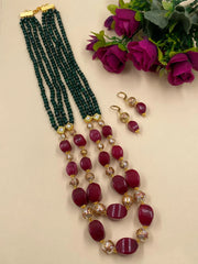 Designer Semi Precious Long Handcrafted Gemstone Beaded Necklace