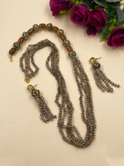 Handcrafted Semi Precious Faceted Labradorite Gemstone Beaded Necklace Set online for women 