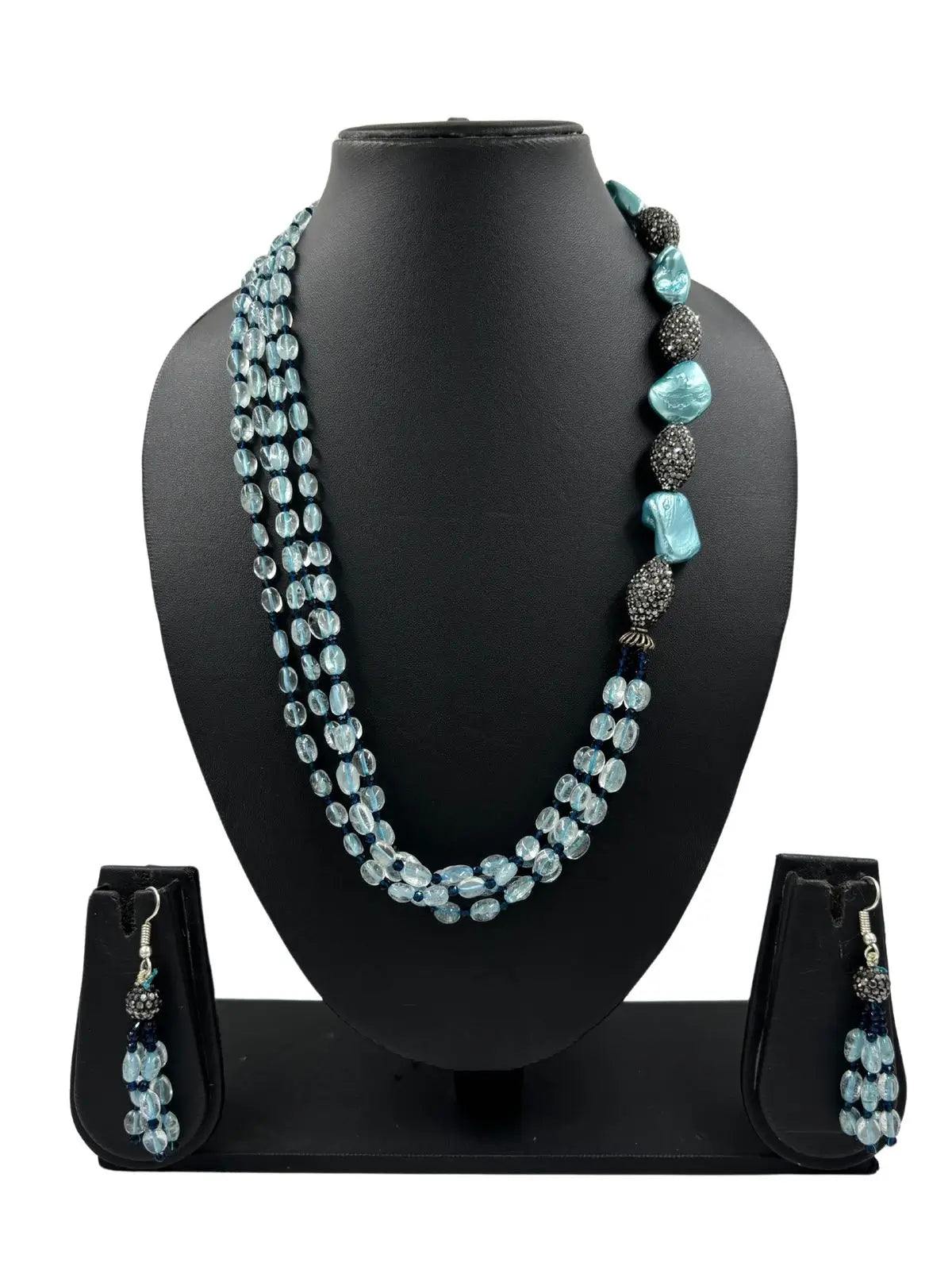 Designer Multi Layered Blue Beaded Jewellery Necklace Set  online for women 