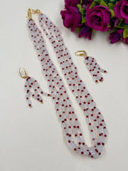 Semi Precious Gemstone Layered Rose Quartz Beaded Necklace Set