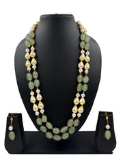 Designer Semi Precious Long Mint green Pearls And Gemstone Beaded Necklace set online