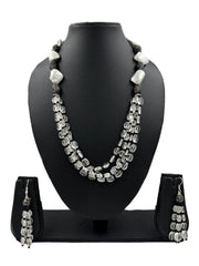 Fancy Pearls And Natural Rock Crystal Beads Jewellery Necklace Set