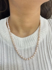 Natural Single Line Freshwater Rose Pink Pearl Bead Necklace