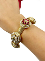 Beautiful Antique Golden Kundan Pacheli Kada Bangles For Weddings