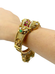 Navika Traditional Artificial Indian Antique Gold Bangles Set with Jhumkas at bottom.