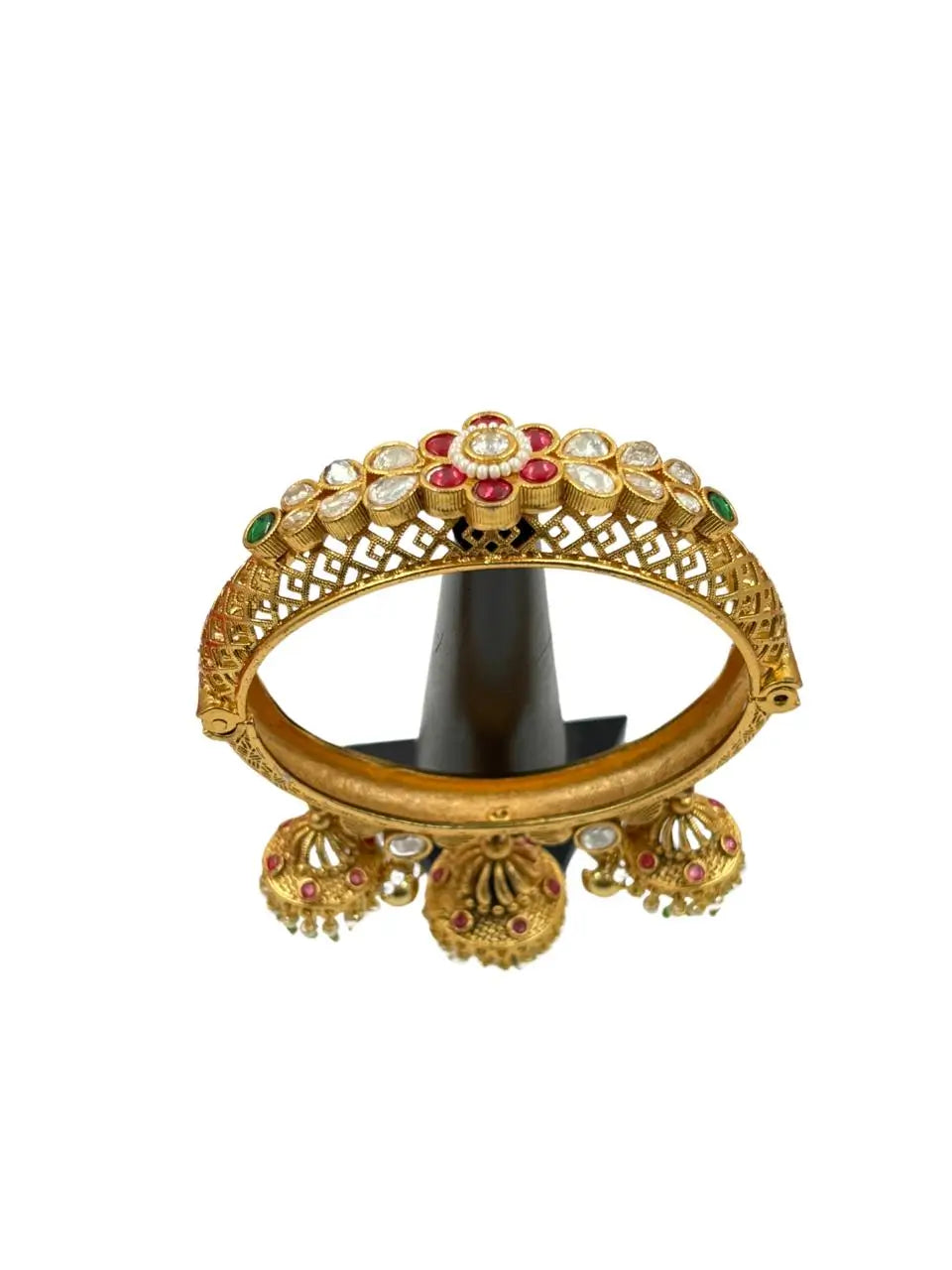 Swarnika Gold Plated Antique Gold Kada Bangles With Jhumka online for women 