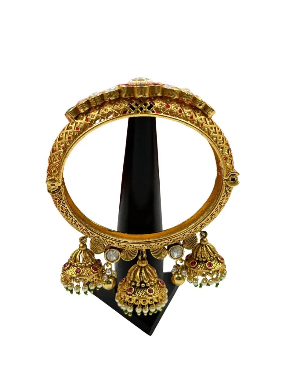 Swarnika Gold Plated Antique Gold Kada Bangles With Jhumka online for women 