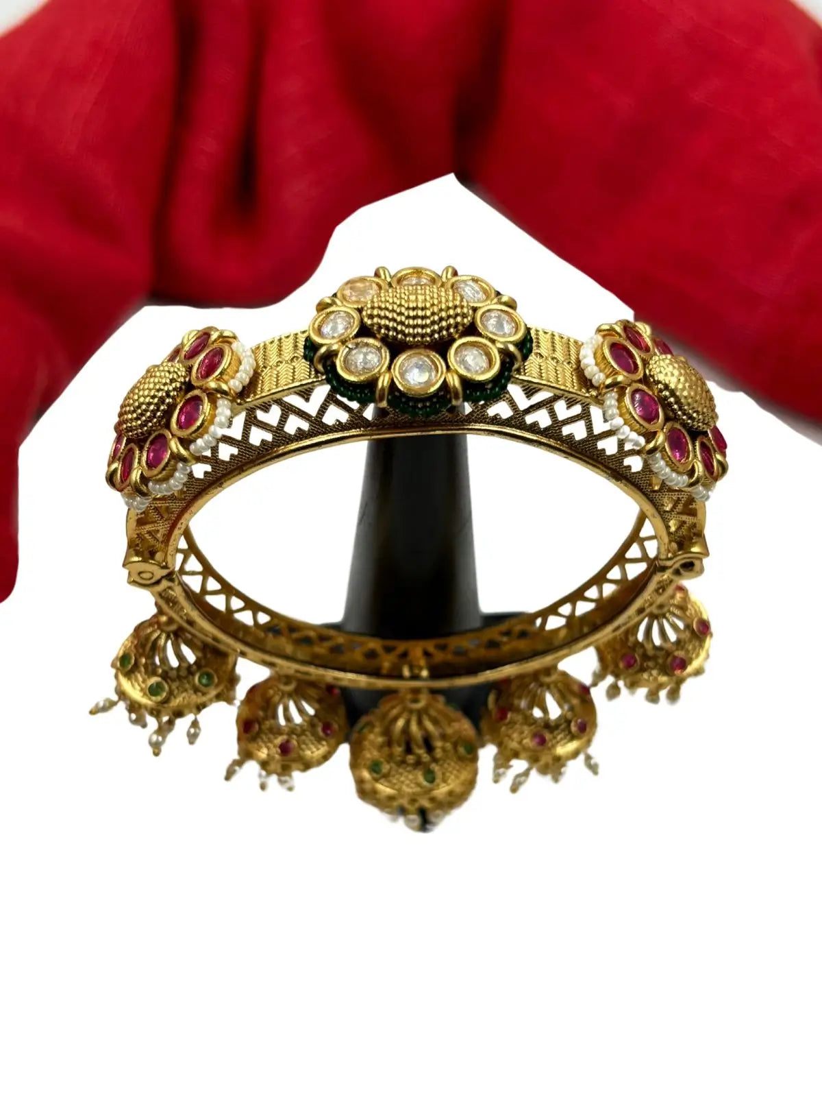 Kanika Designer Artificial Gold Plated Antique Gold Kada Bangle Set online for women 