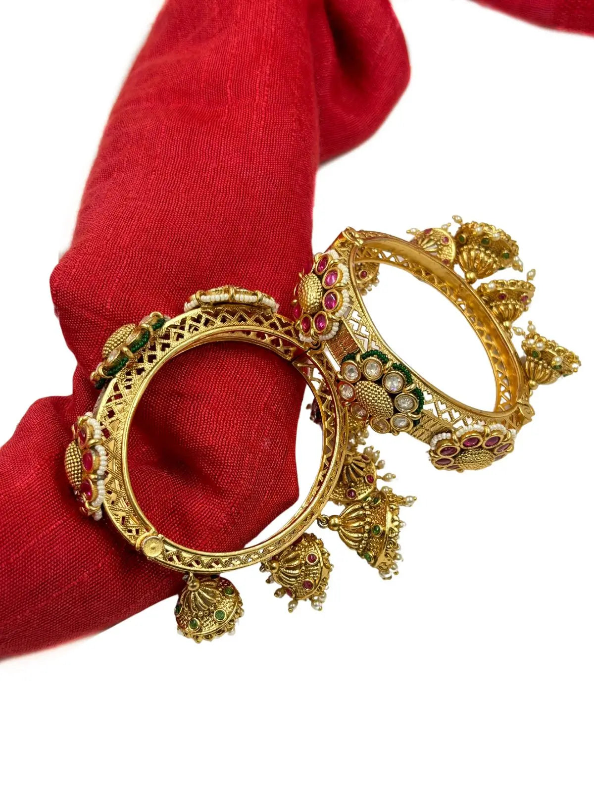 Kanika Designer Artificial Gold Plated Antique Gold Kada Bangle Set online for women 