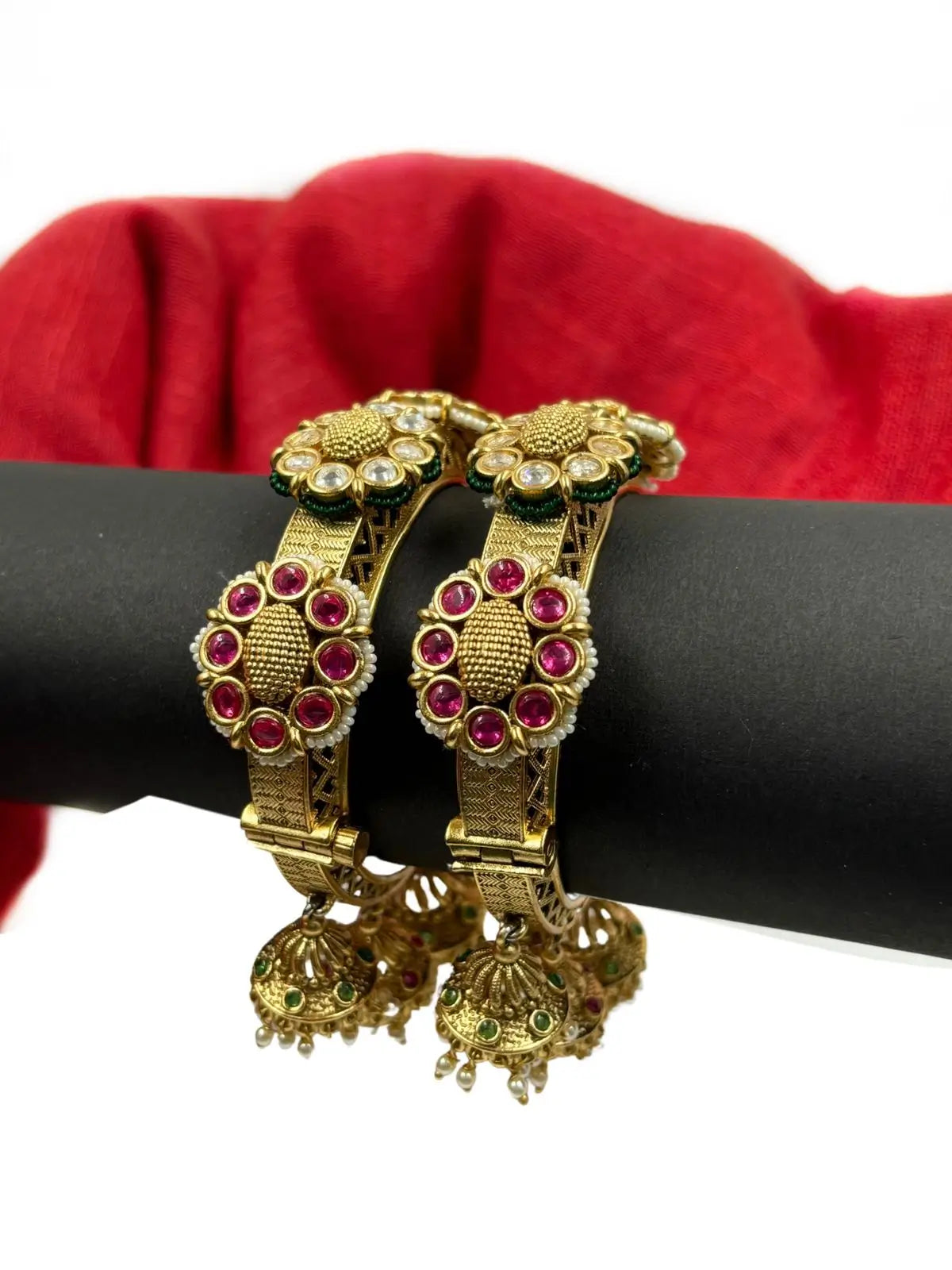 Kanika Designer Artificial Gold Plated Antique Gold Kada Bangle Set online for women 