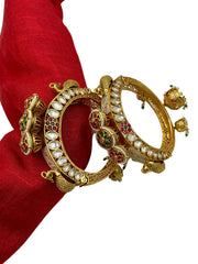 Suhani Gold Plated Designer Antique Golden Kada Bangles With Jhumka