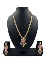 Kimaya Modern Long Kundan Polki Necklace Set With Changeable Stones 