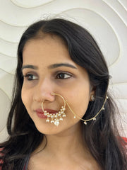 Traditional Rajasthani Polki Kundan Nath | Designer Nose Ring 