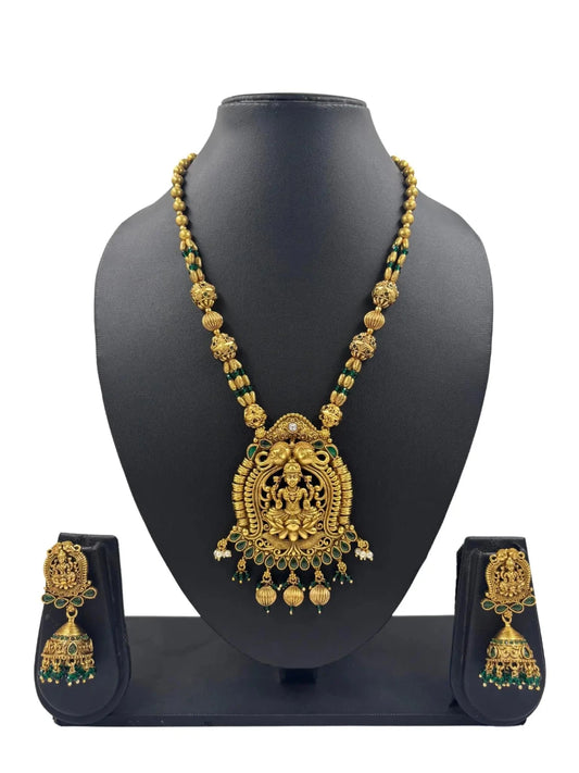 Traditional South Indian Goddess Lakshmi Temple Jewellery Set 