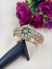 Timeless Elegance: Buy Party Wear Kundan Polki Bracelet with green stones For Women online