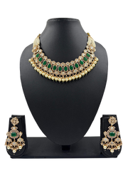 Emerald Green Kundan Choker Necklace Set with Pearls – Statement Bridal Jewelry