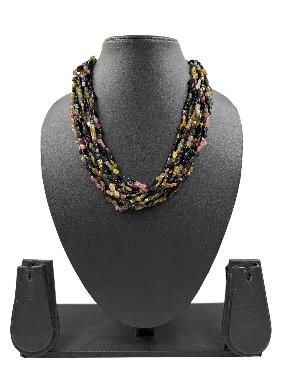 Semi Precious Gemstones Tourmaline Multilayered Beaded Necklace Set For Women