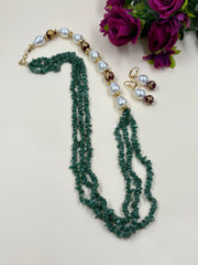 Designer Semi Precious Green Jade Chips Beads Necklace For Women - Green Beads Necklace
