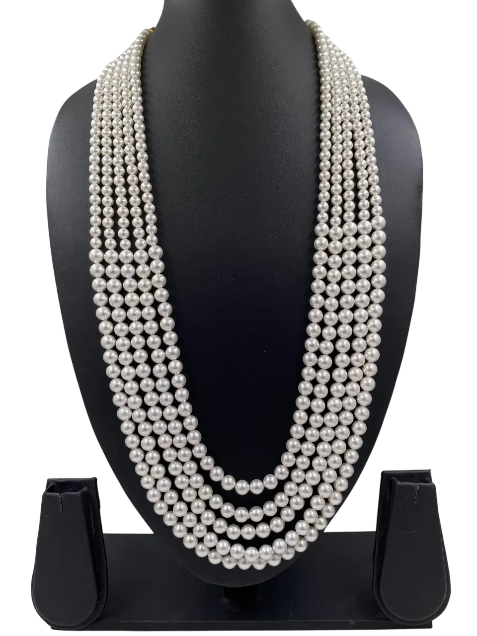 Long Multi Layered Beaded Pearls Necklace For Grooms Sherwani - Mens Wedding Jewelry 