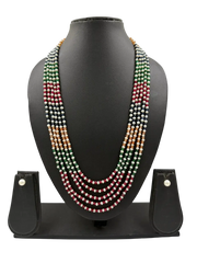 Semi Precious Jade Beads And Natural Pearls Multicolor Beaded Necklace - Gemstone Jewelry 