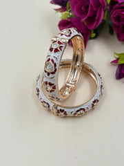 Traditional Gold Plated Red Meenakari Bangles With Kundan - Wedding And Festive Wear 