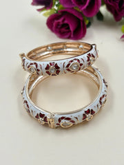 Traditional Gold Plated Red Meenakari Bangles With Kundan - Wedding And Festive Wear 