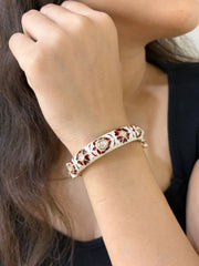 Traditional Gold Plated Red Meenakari Bangles With Kundan - Wedding And Festive Wear 