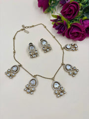 Minimal Jewellery Chain Necklace Set With Polki Drops | Perfect Indian & Western Wear Jewellery 
