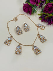Minimal Jewellery Chain Necklace Set With Polki Drops | Perfect Indian & Western Wear Jewellery 