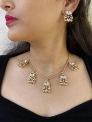 Minimal Jewellery Rose gold Chain Necklace Set With Polki Drops | Perfect Indian & Western Wear Jewellery 