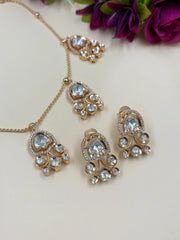 Minimal Jewellery Chain Necklace Set With Polki Drops | Perfect Indian & Western Wear Jewellery 