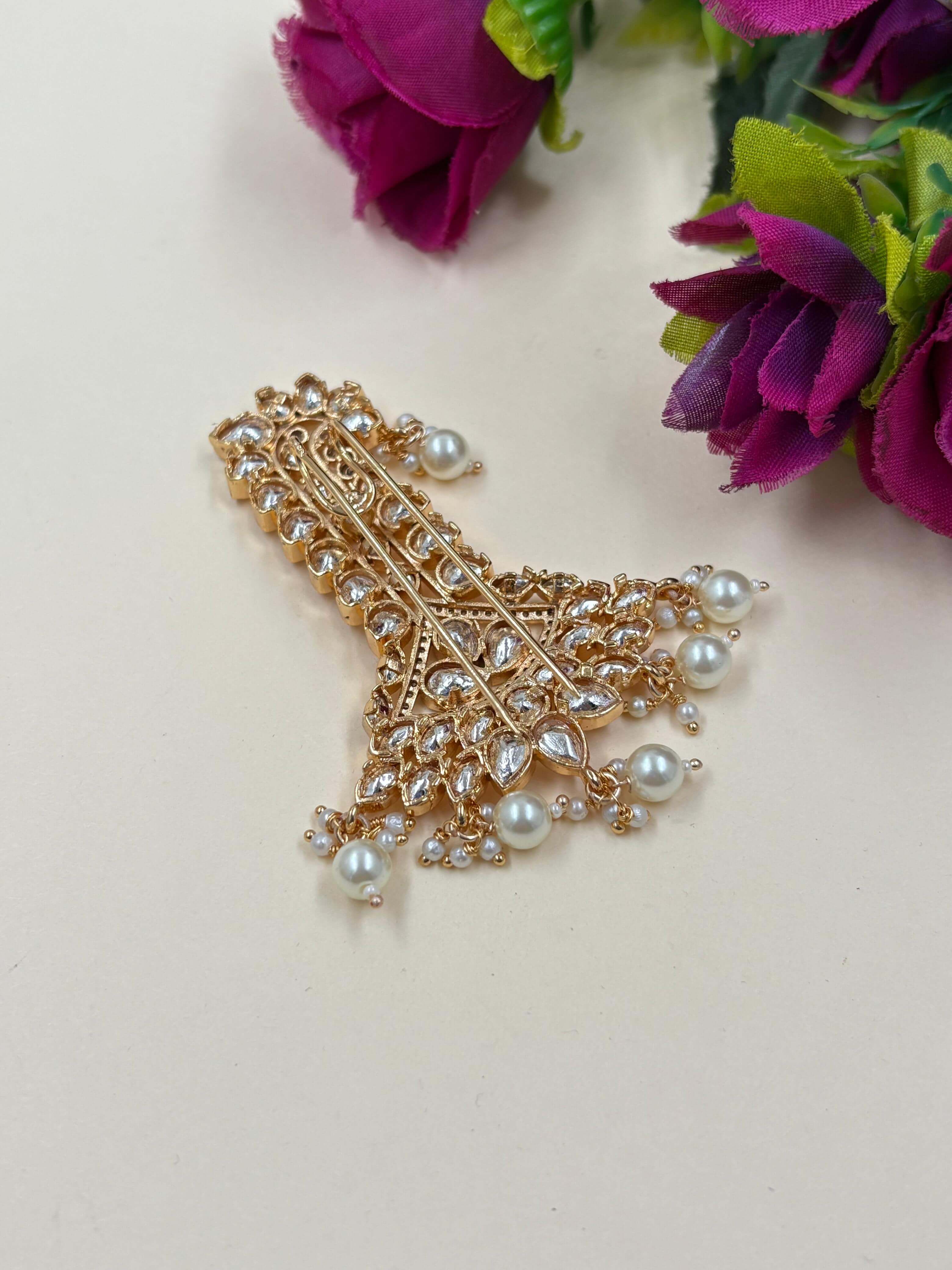 Traditional Polki Kundan Safa Kalangi For Groom | Turban Brooch For Men