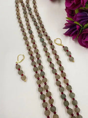 Double Layered Gemstone Jade Pastel Green Watermelon Beads Necklace For Women 