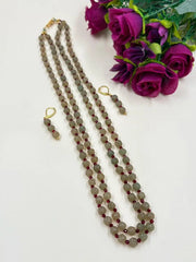 Double Layered Gemstone Jade Pastel Green Watermelon Beads Necklace For Women 