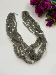 Pastel Green Multi Strand Gemstone Beaded Necklace - Elegant Semi-Precious Stones Jewelry