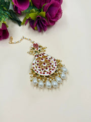 Traditional Gold Plated Kundan Maang Tikka & Earring Set - Wedding & Festive Wear 