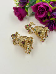 Elegant Golden Jhumki Earrings For Weddings And Parties 