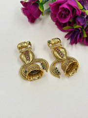 Elephant Design Gold Plated Jhumki Earrings For Women - Ethnic and Traditional Wear