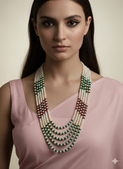 Layered Multi Color Real Freshwater Pearl Beaded Necklace For Women 