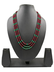 Triple Layered Maroon Onyx Beaded Necklace Set for Women