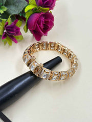 Rose Gold Plated Polki Kundna Gajra Bracalet For Women - Traditional Bracelets