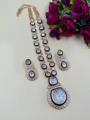 Geetanjali Royal Look Long Polki Jewellery  Necklace Set | Wedding Jewellery